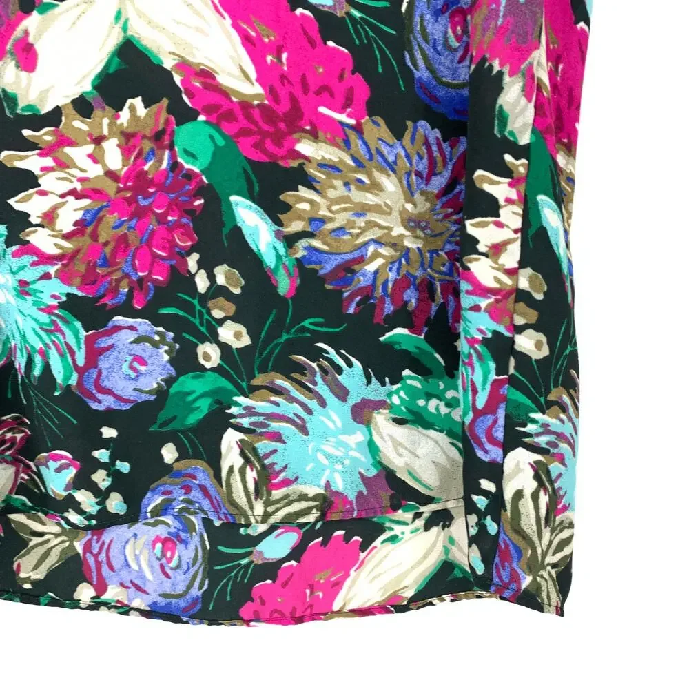 J. Crew Women's Sz 4 Floral Chiffon Ruffle Flutter Sleeve Blouse Top Multicolor